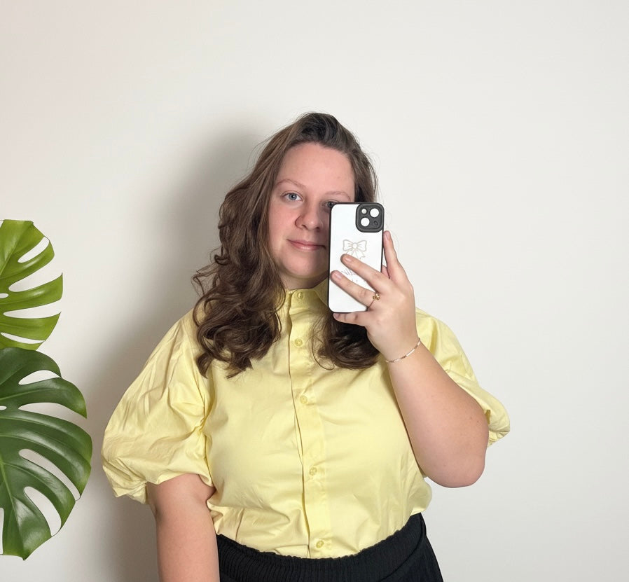 Blouse met pofmouw Butter yellow