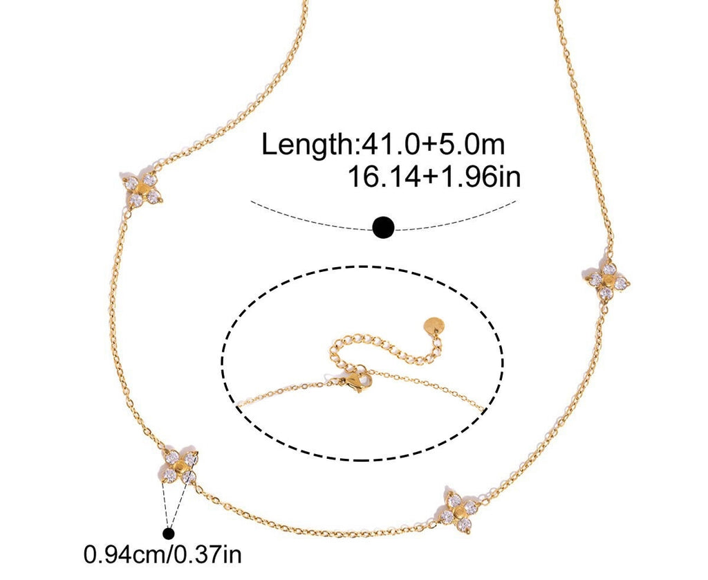 Minimalistische gouden ketting Strassy clover