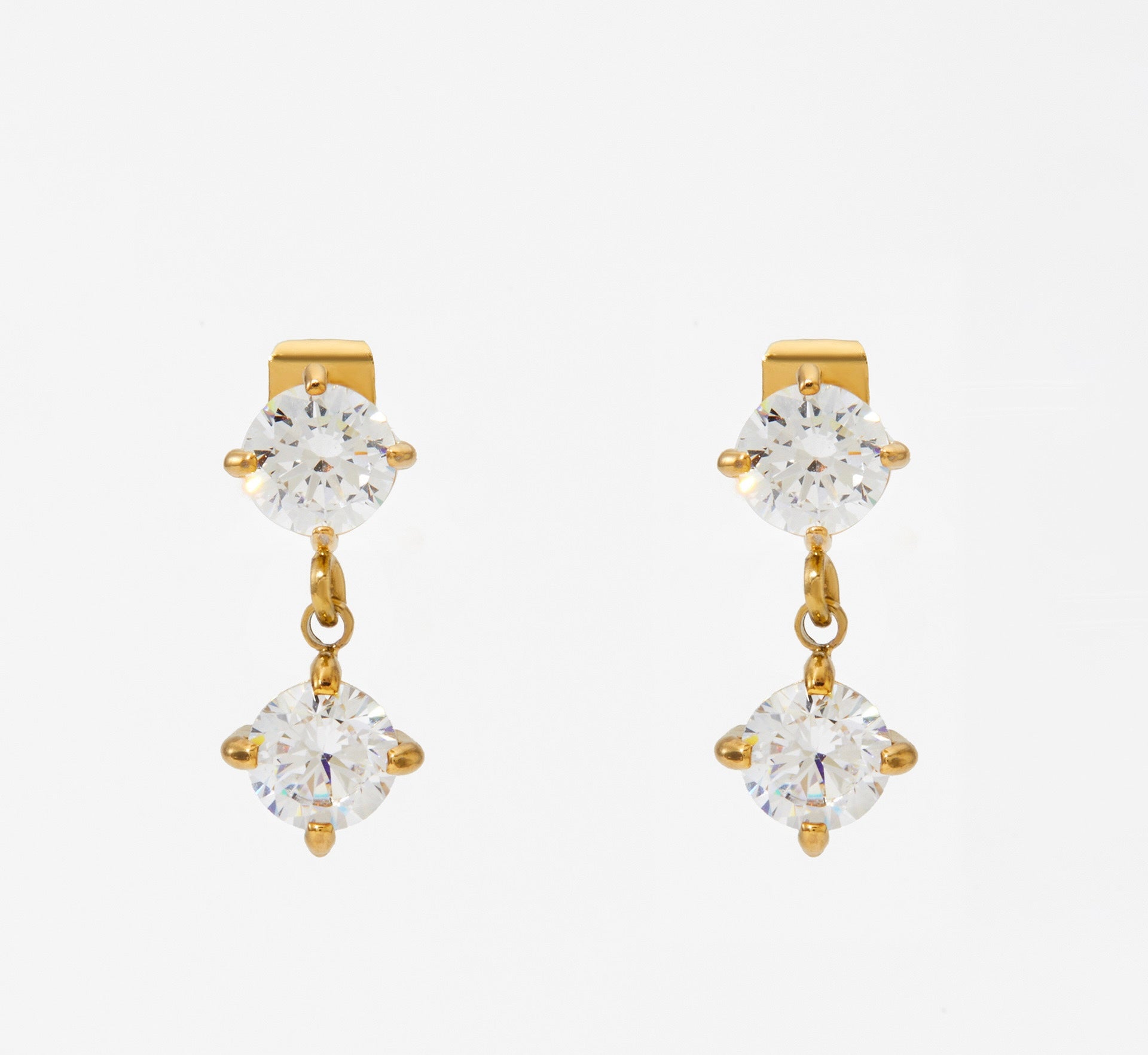 Minimalistische gouden oorbellen Diamant hanger | Jewellery by Marie