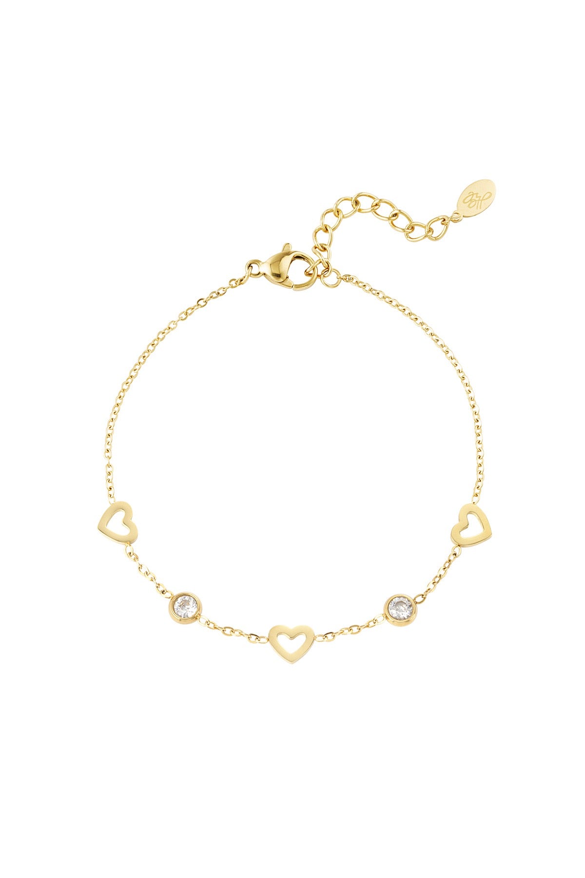 Minimalistische Gouden armband Heart Strass| Jewellery by Marie