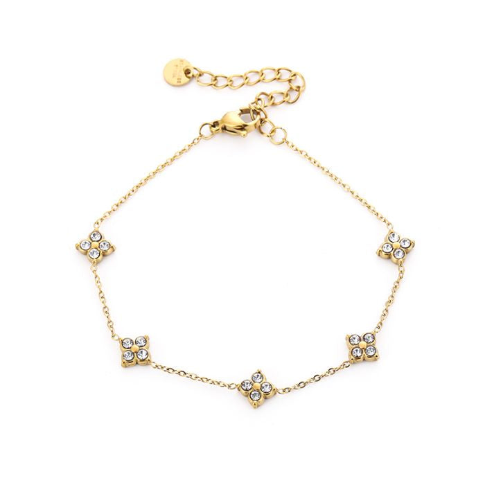 Minimalistische Gouden armband Zirkonia klaver | Jewellery by Marie