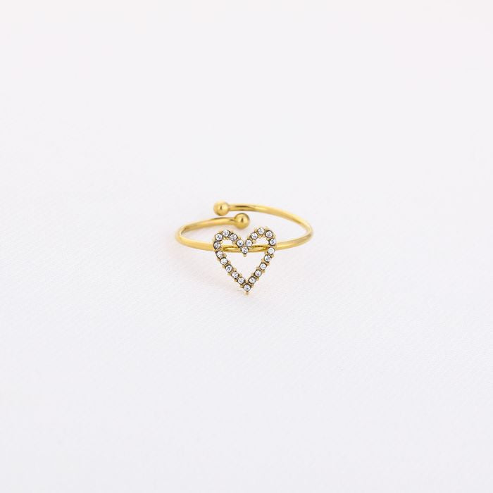 Minimalistische Gouden Ring Strassy Heart | Jewellery by Marie