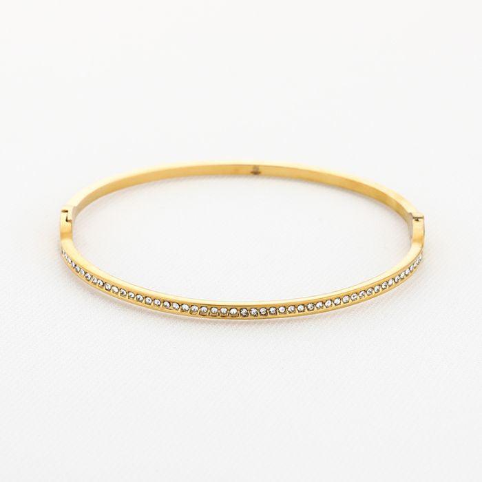 Minimalistische Gouden Bangle Strass Small | Jewellery by Marie