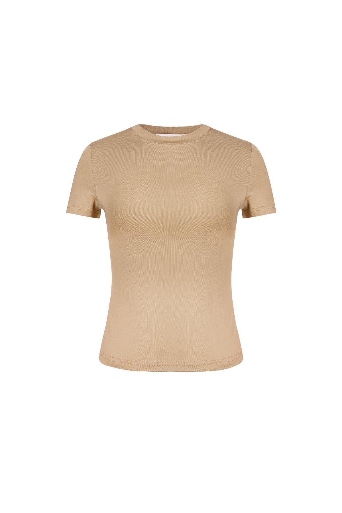Beige Korte mouwen top Polyester