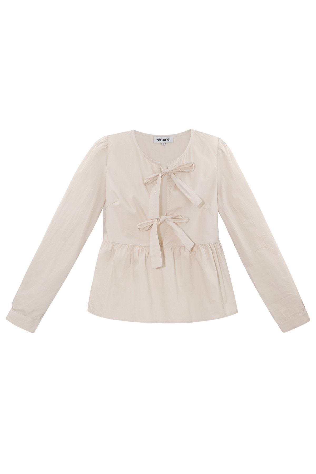 Strikjes blouse Beige
