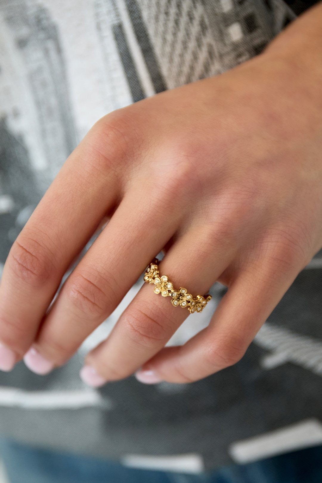Minimalistische Gouden-Zilveren ring Shiny Flower | Jewellery by Marie