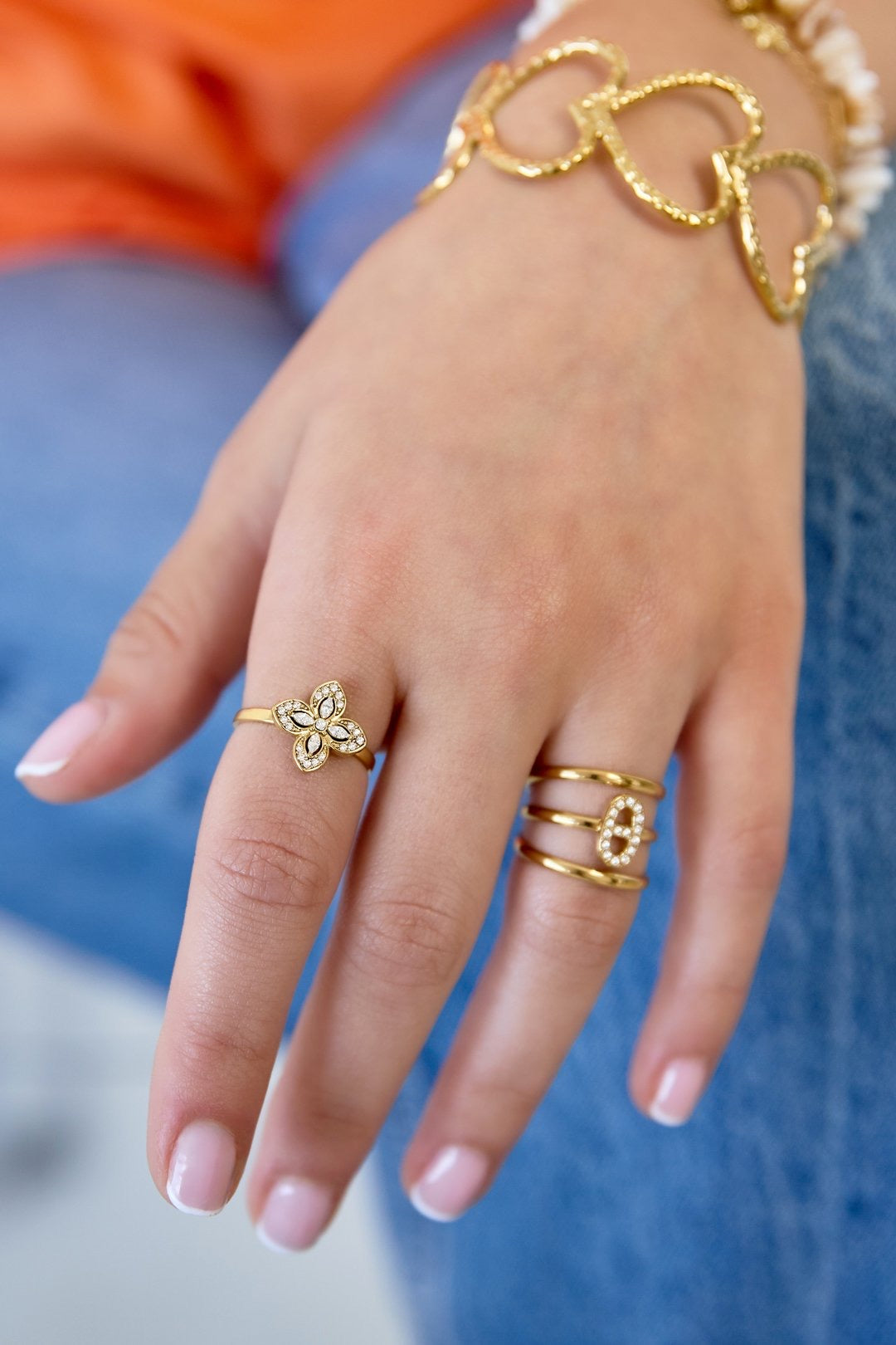 Minimalistische Gouden ring Shiny clover | Jewellery by Marie