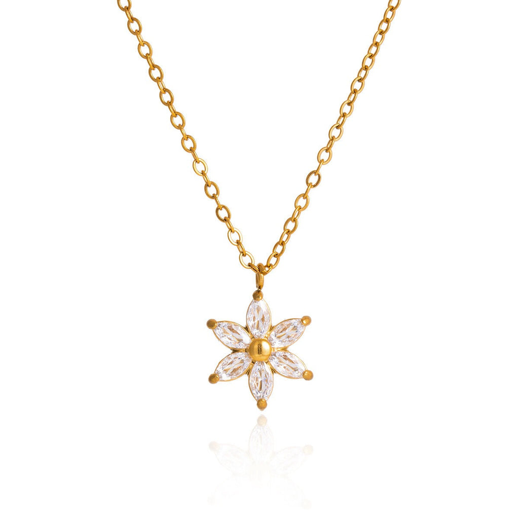 Minimaal gouden ketting Zirkonia Flower