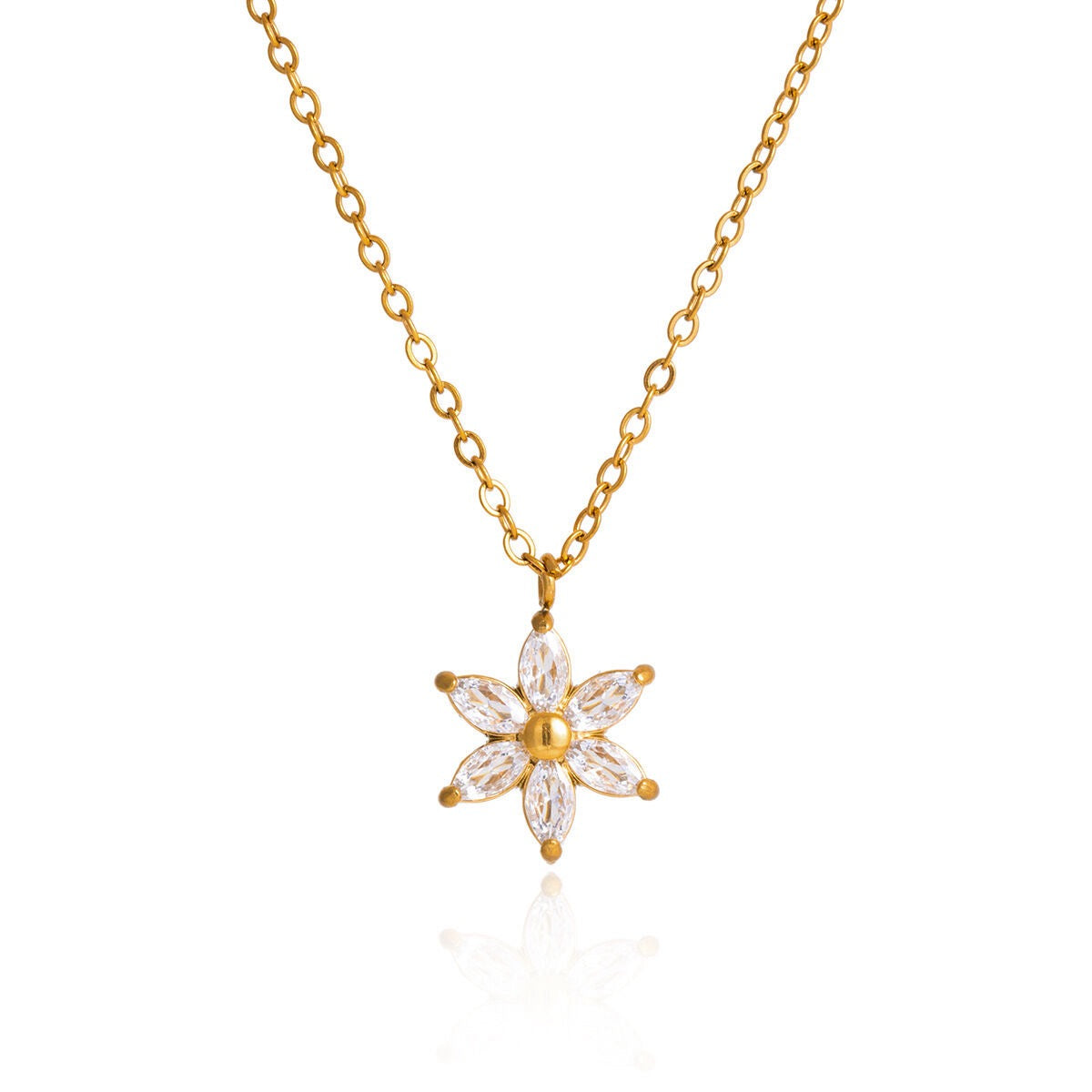 Minimaal gouden ketting Zirkonia Flower