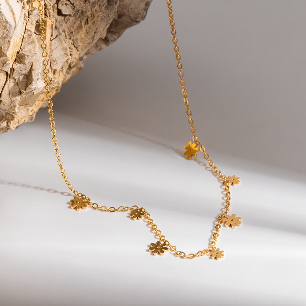 Minimalistische gouden ketting Full flowers