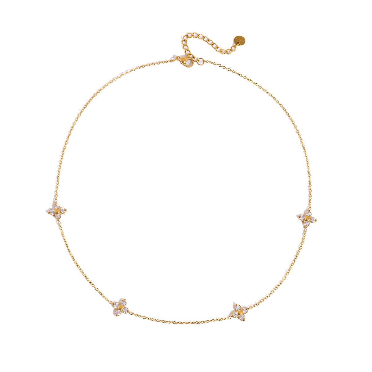 Minimalistische gouden ketting Strassy clover