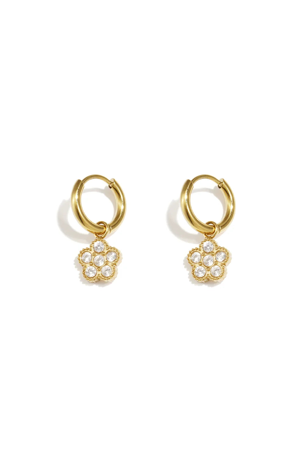 Minimalistische gouden oorbellen Zirkonia Flower