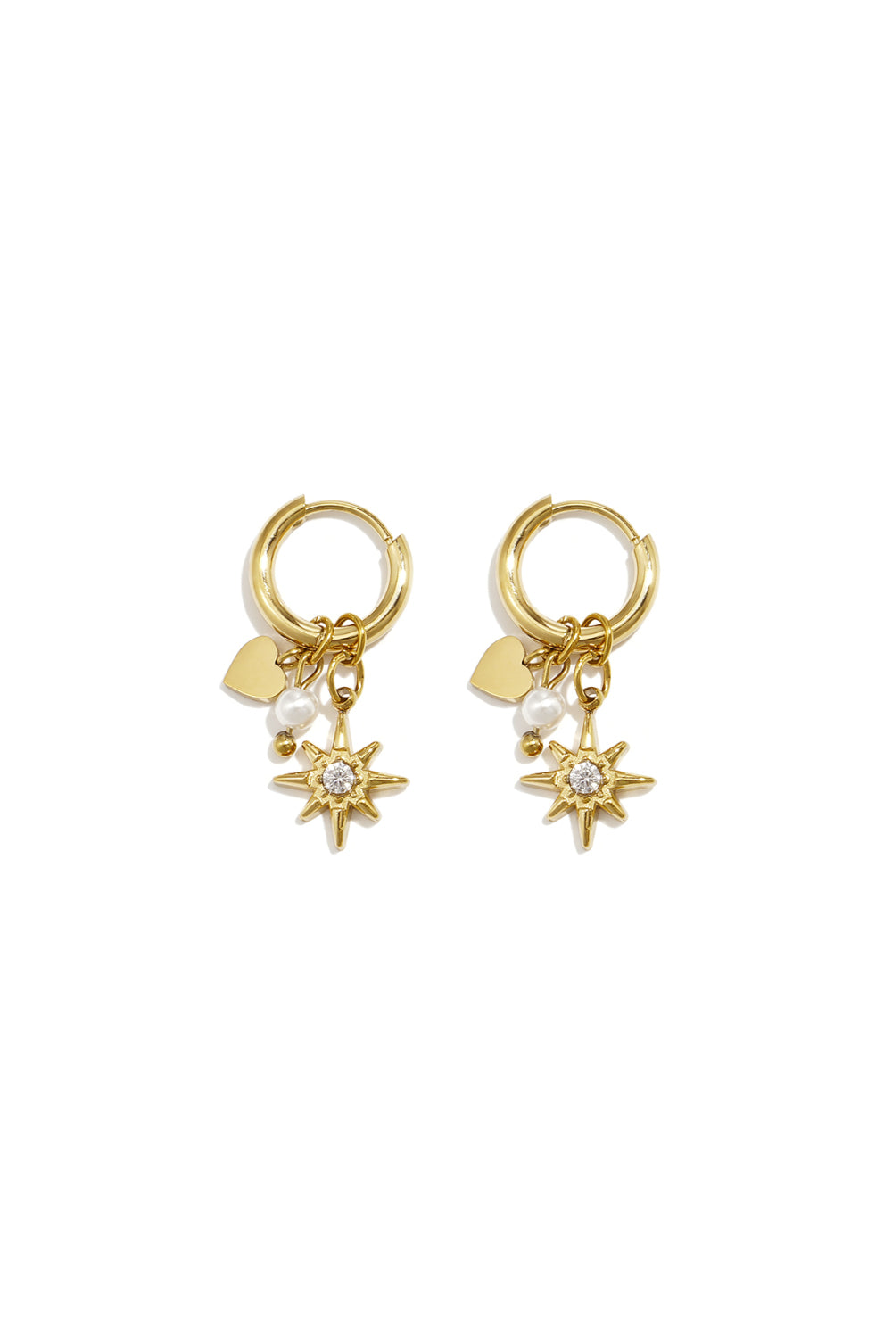 Minimalistische gouden oorbellen Sparkling heart