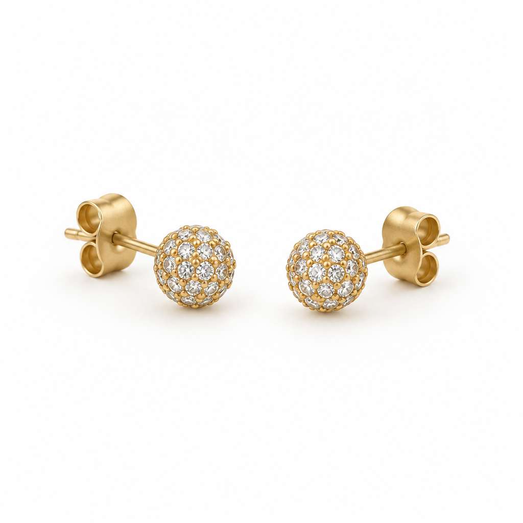 Minimalistische gouden oor studs strass bol