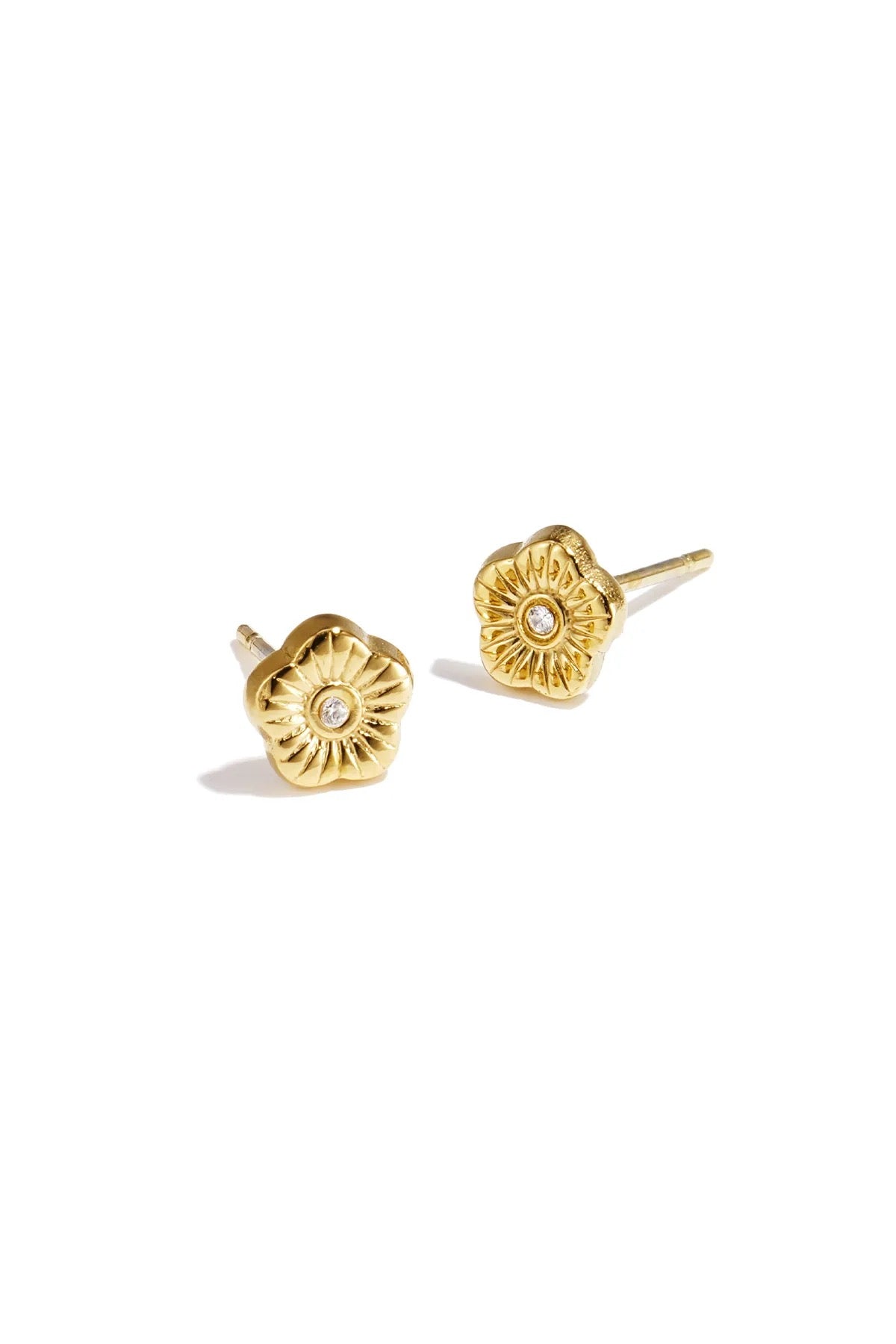 Minimalistische gouden Studs Flower diamant