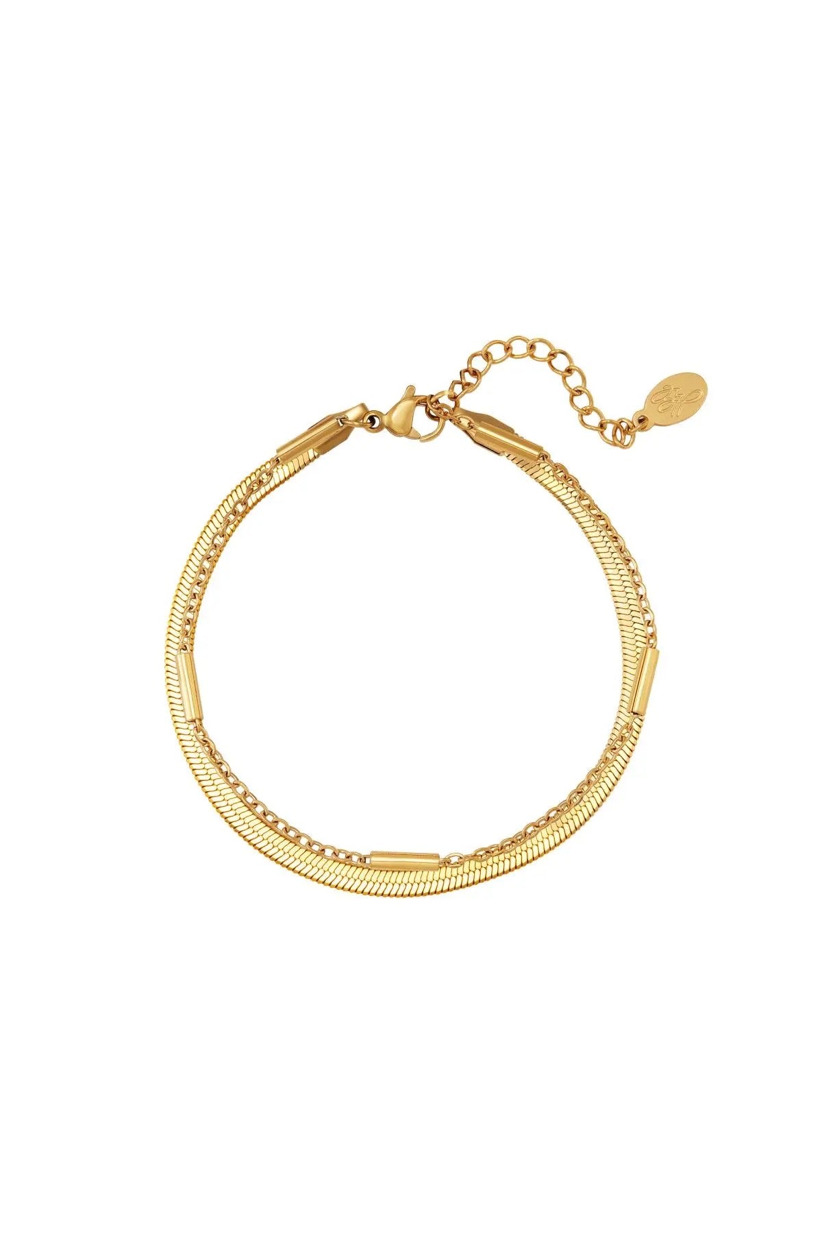 Minimalistische gouden armband Dubbele staafjes