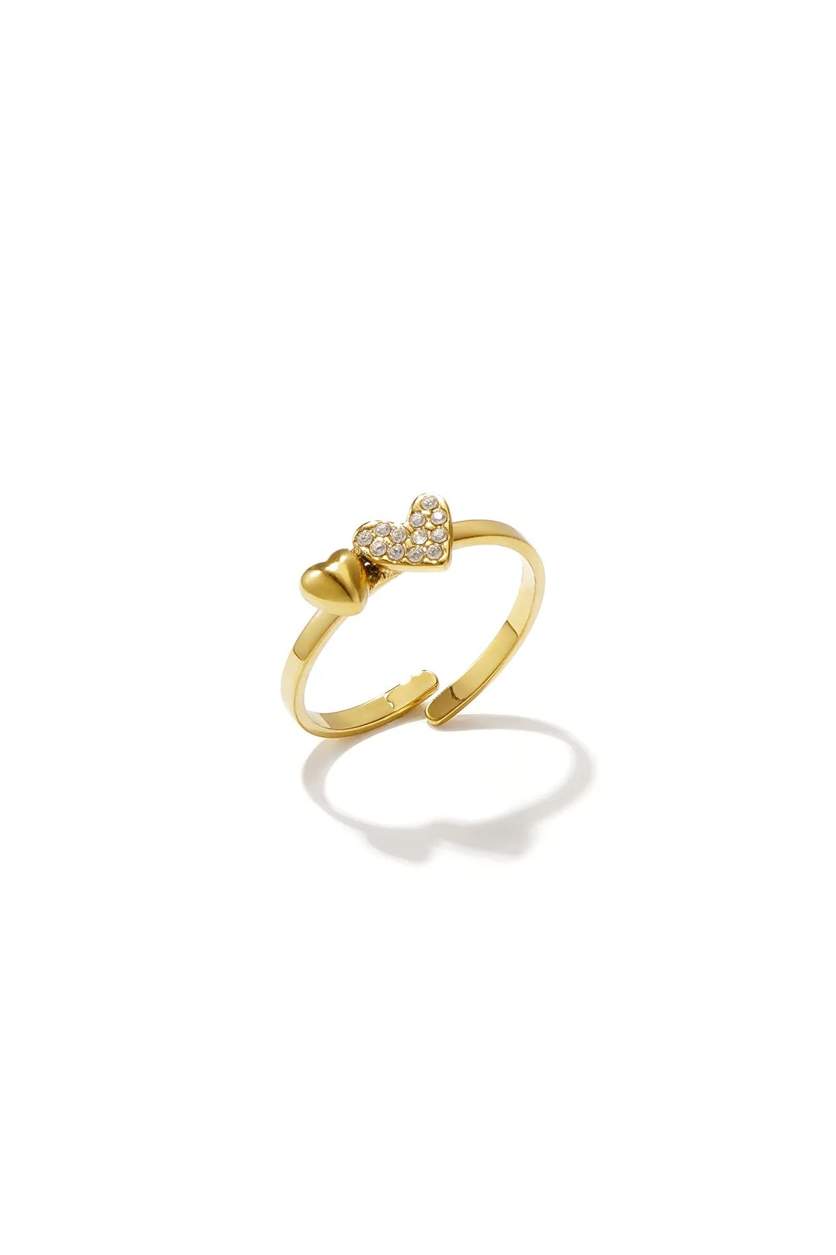 Minimalistische gouden ring double heart
