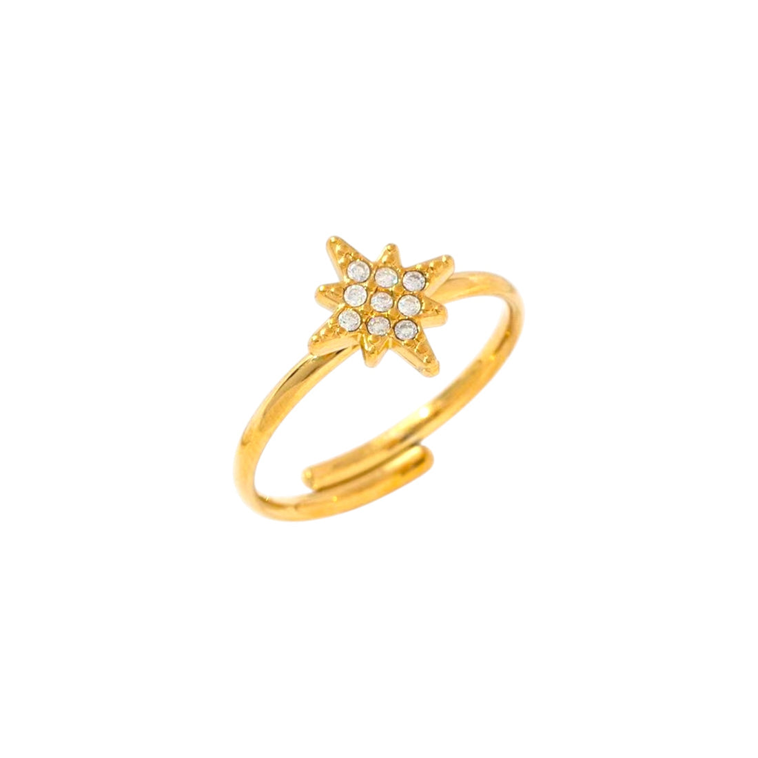 Jewellery by Marie Minimalistische ring- Starz Goud/Zilver Ster net strass