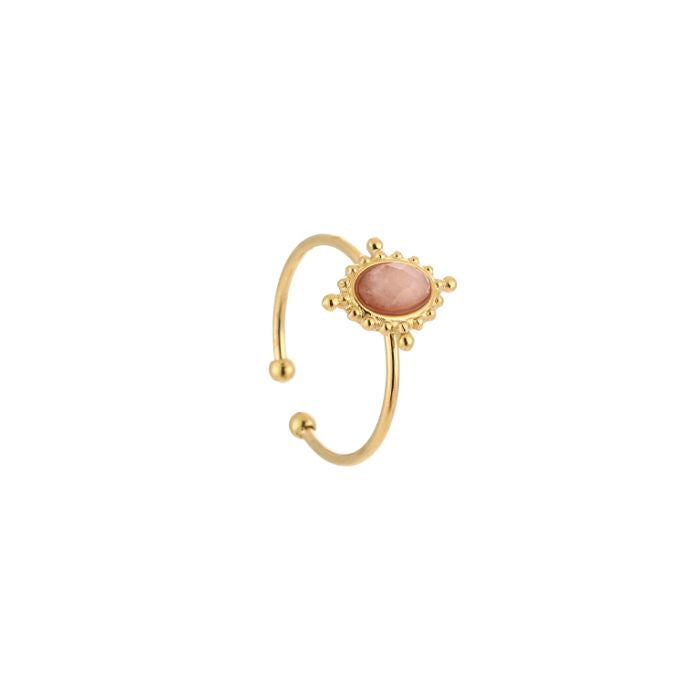 Marive_nature_ring_oud_roze roestvrijstalen ring met roze steen