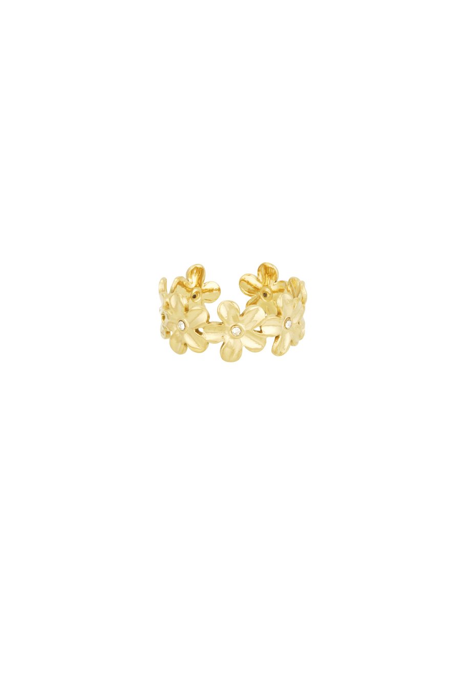 Minimalistische Gouden-Zilveren Ring Infinite Flowers | Jewellery by Marie goud met bloemen rondom verstelbaar