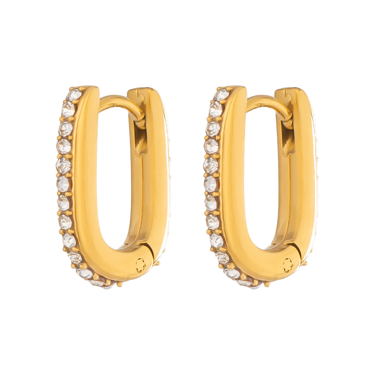 Minimalistische Gouden-Zilveren oorbellen Ovaal Strass | Jewellery by Marie Rechthoek diamant oorbellen