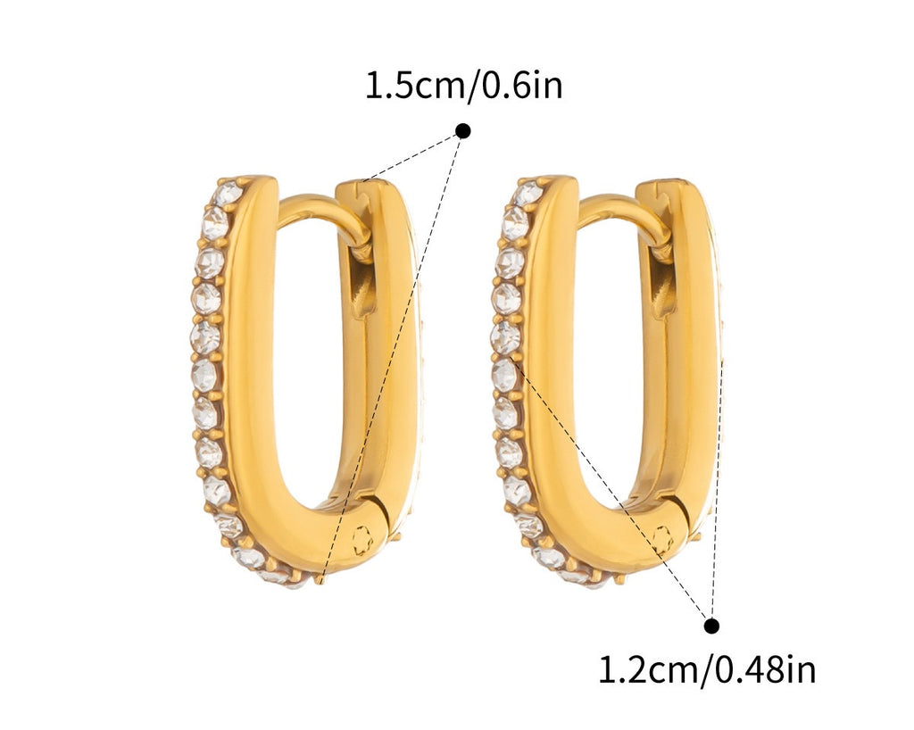 Minimalistische Gouden-Zilveren oorbellen Ovaal Strass | Jewellery by Marie Rechthoek diamant oorbellen Goud