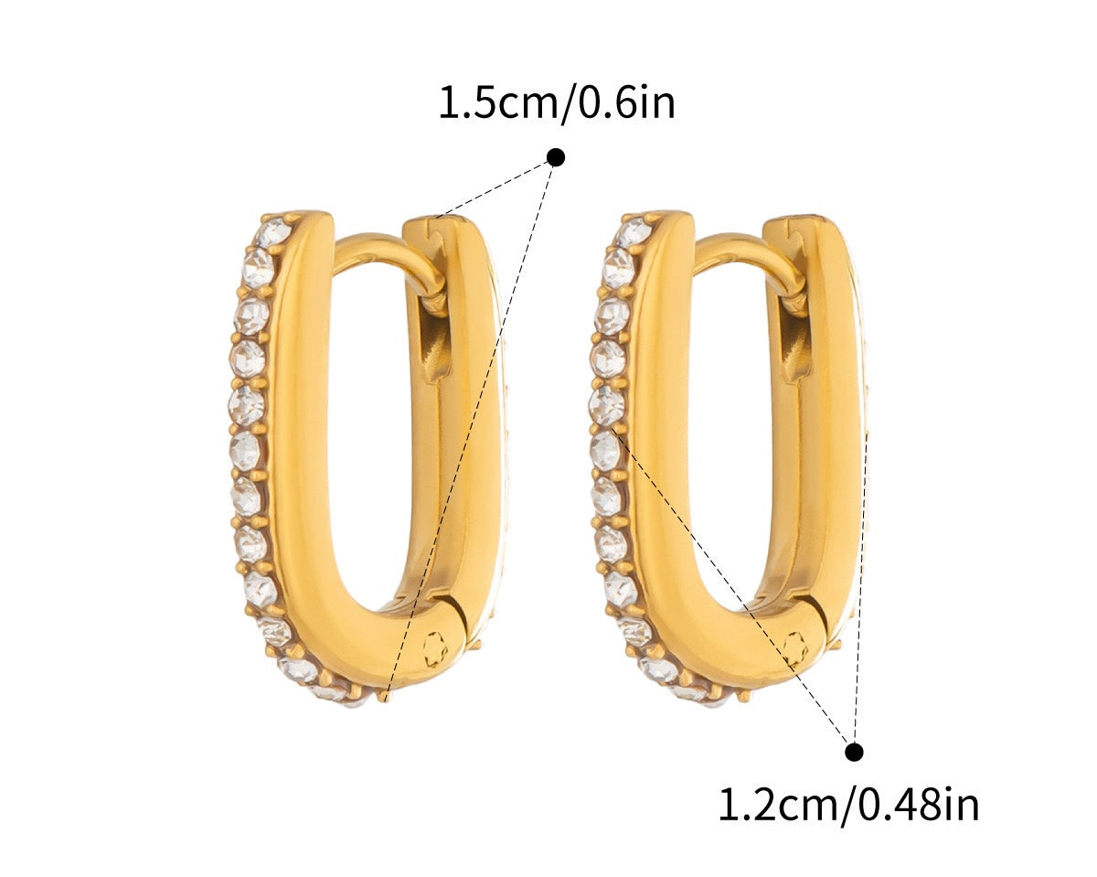 Minimalistische Gouden-Zilveren oorbellen Ovaal Strass | Jewellery by Marie Rechthoek diamant oorbellen Goud