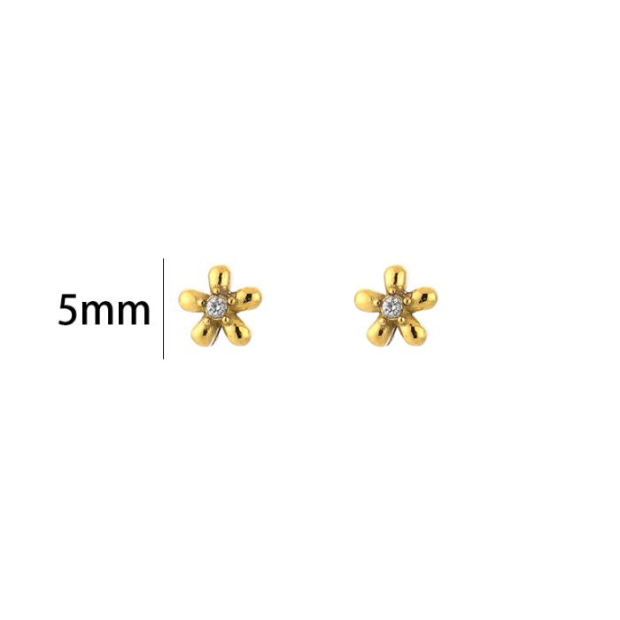 Minimalistische Gouden Oorstuds Sparkling Flower | Jewellery by Marie Gouden oorstuds bloem met diamant