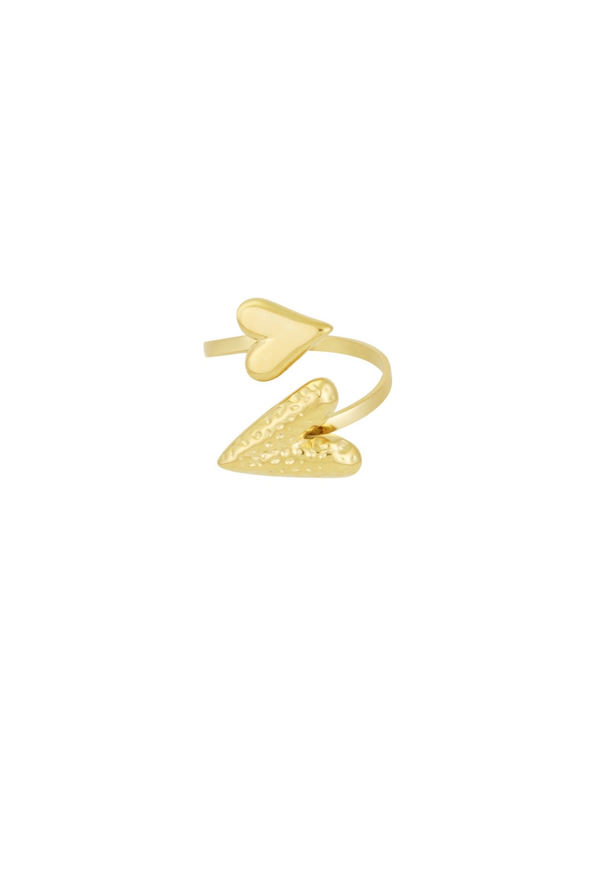 Minimalistische Gouden Ring Double Heart | Jewellery by Marie kleine en grote hart