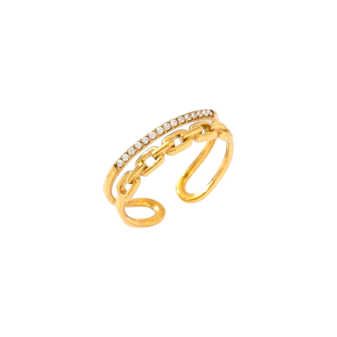 Minimalistische Gouden Ring Dubbele Strass | Jewellery by Marie dubbele ring
