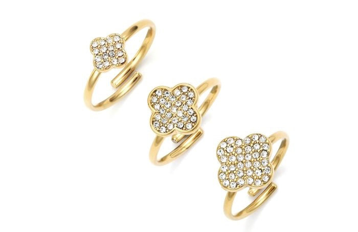 Minimalistische Gouden Ring Klaver Strass | Jewellery by Marie klaverring met strass