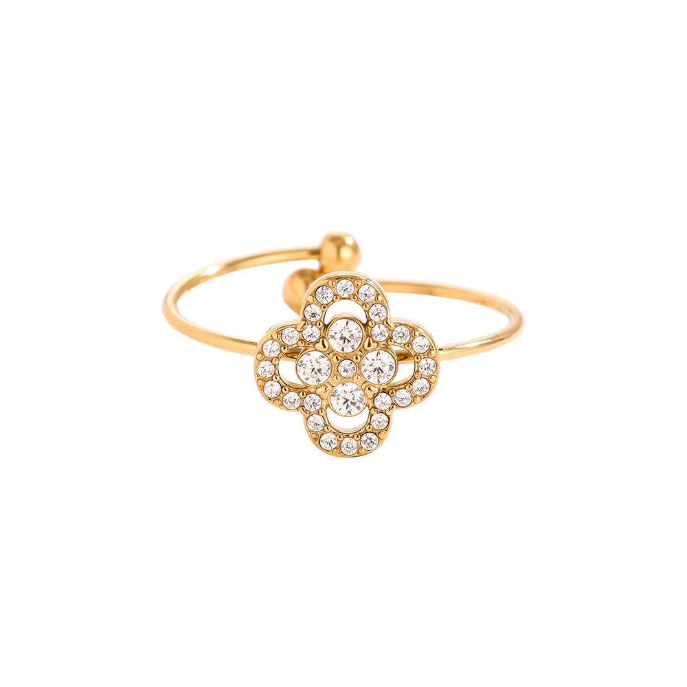 Minimalistische Gouden Ring Strassy clover- Jewellery by Marie