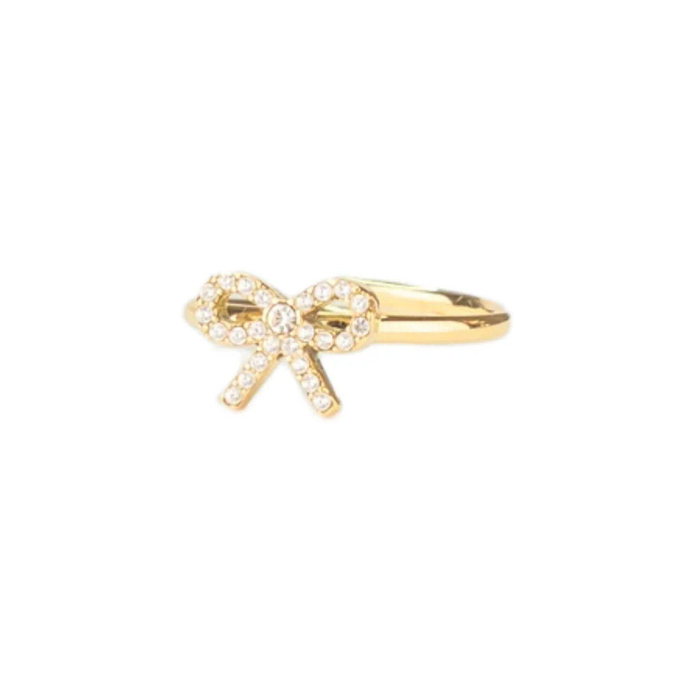Minimalistische Gouden Ring Strikjes Strass | Jewellery by Marie strikring met strass Verstelbaar