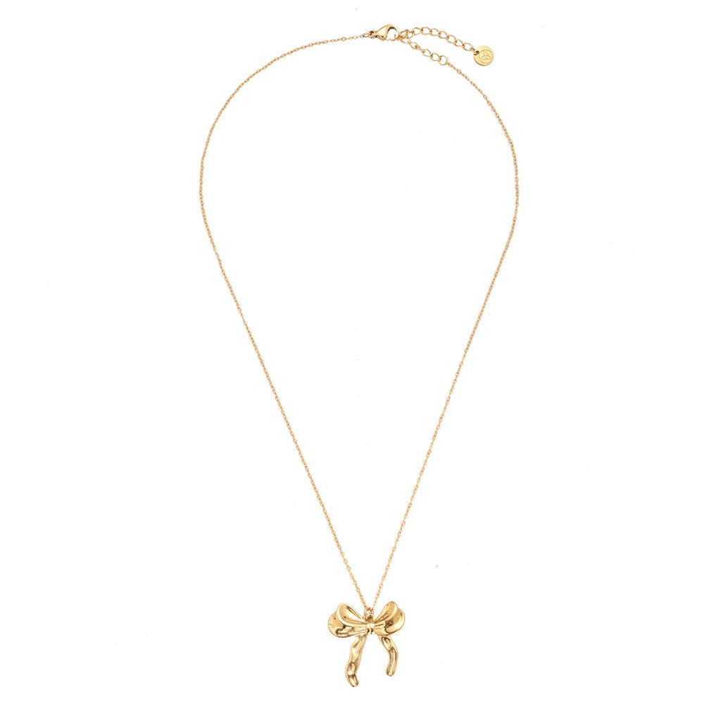 Minimalistische Gouden ketting Big Bow| Jewellery by Marie  gouden ketting met strik