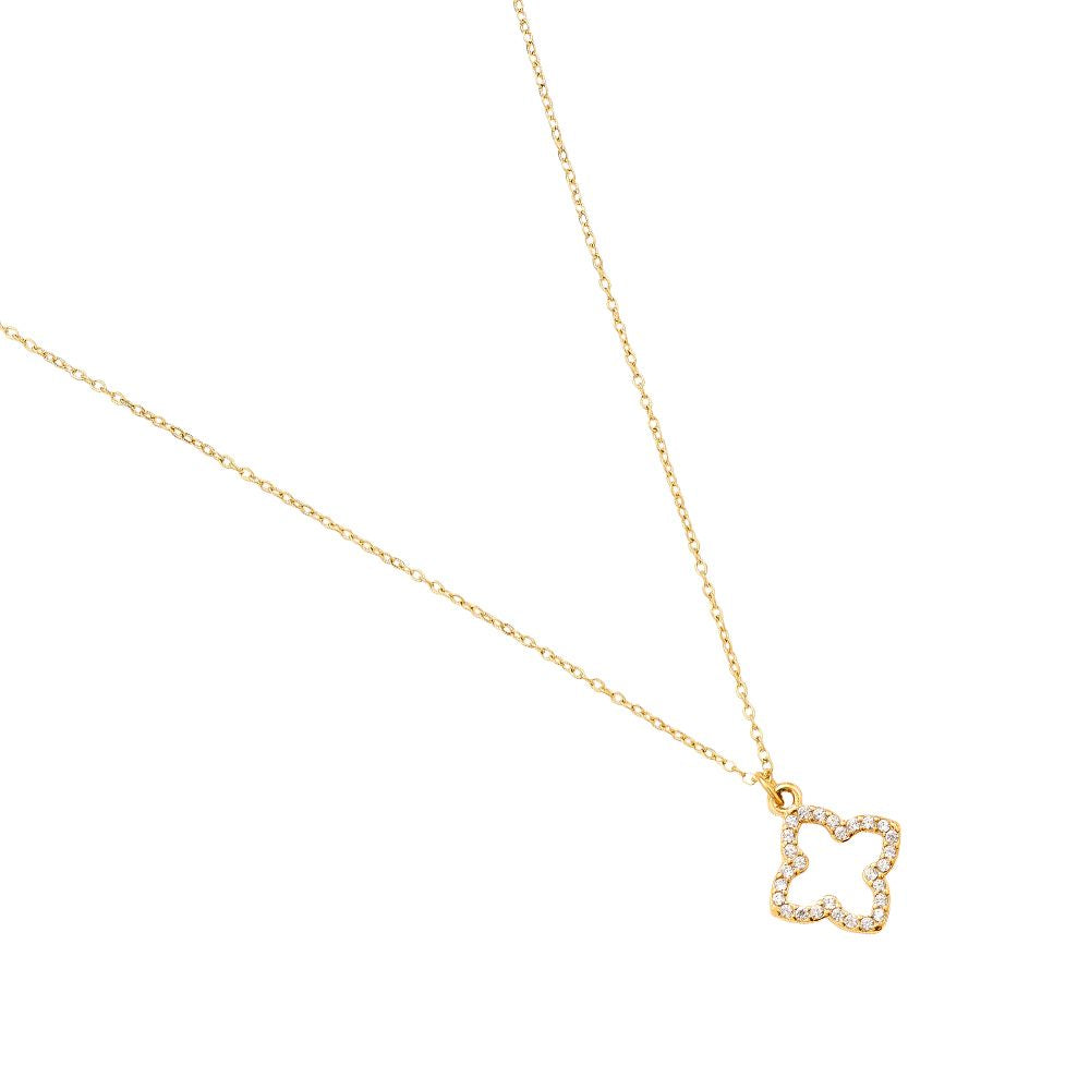 Minimalistische Gouden ketting Sparkling flower | Jewellery by Marie  gouden ketting klaver met diamant strass