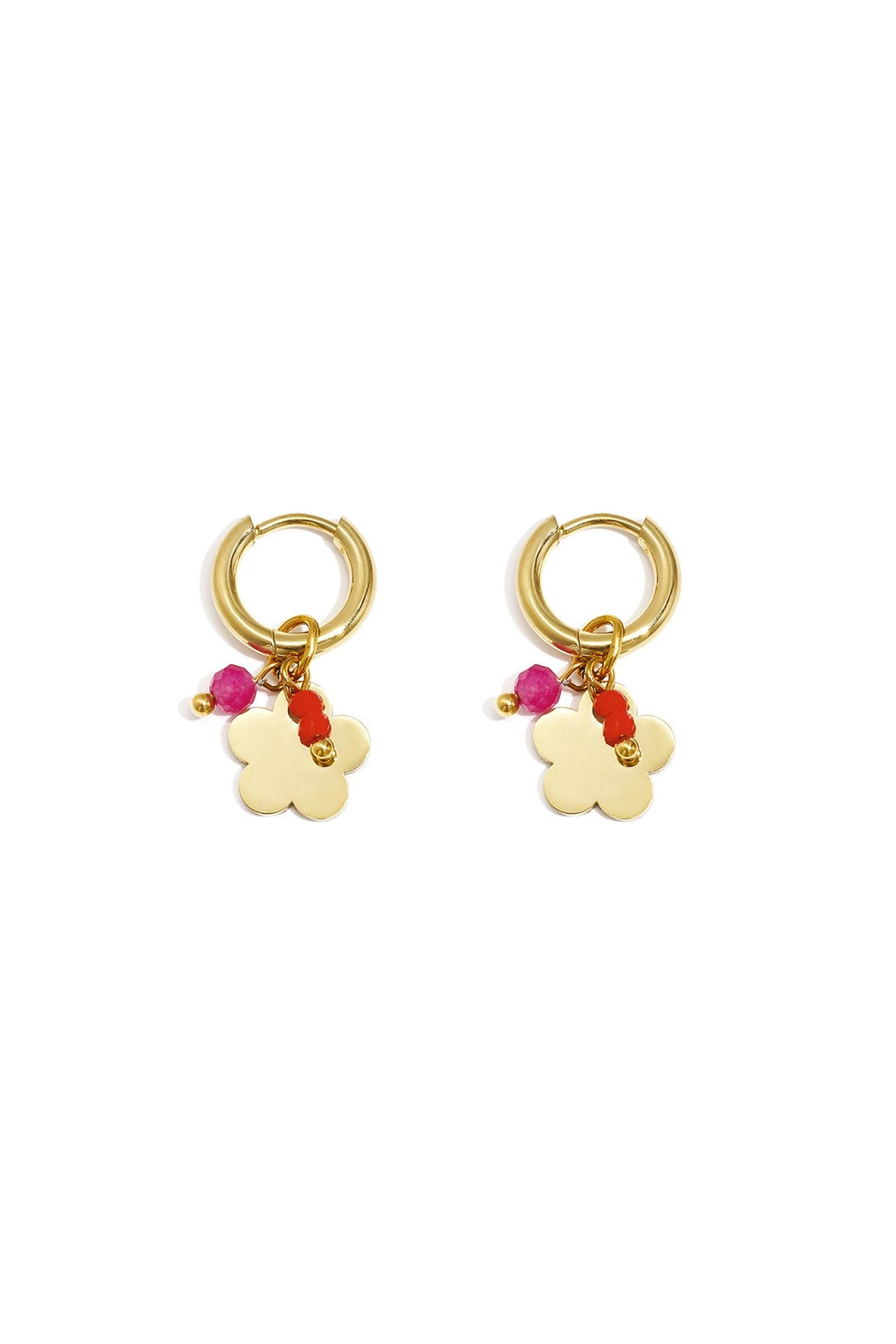 Minimalistische Gouden oorbellen Summer Flower | Jewellery by Marie Gouden bedel oorbellen met kraaltjes