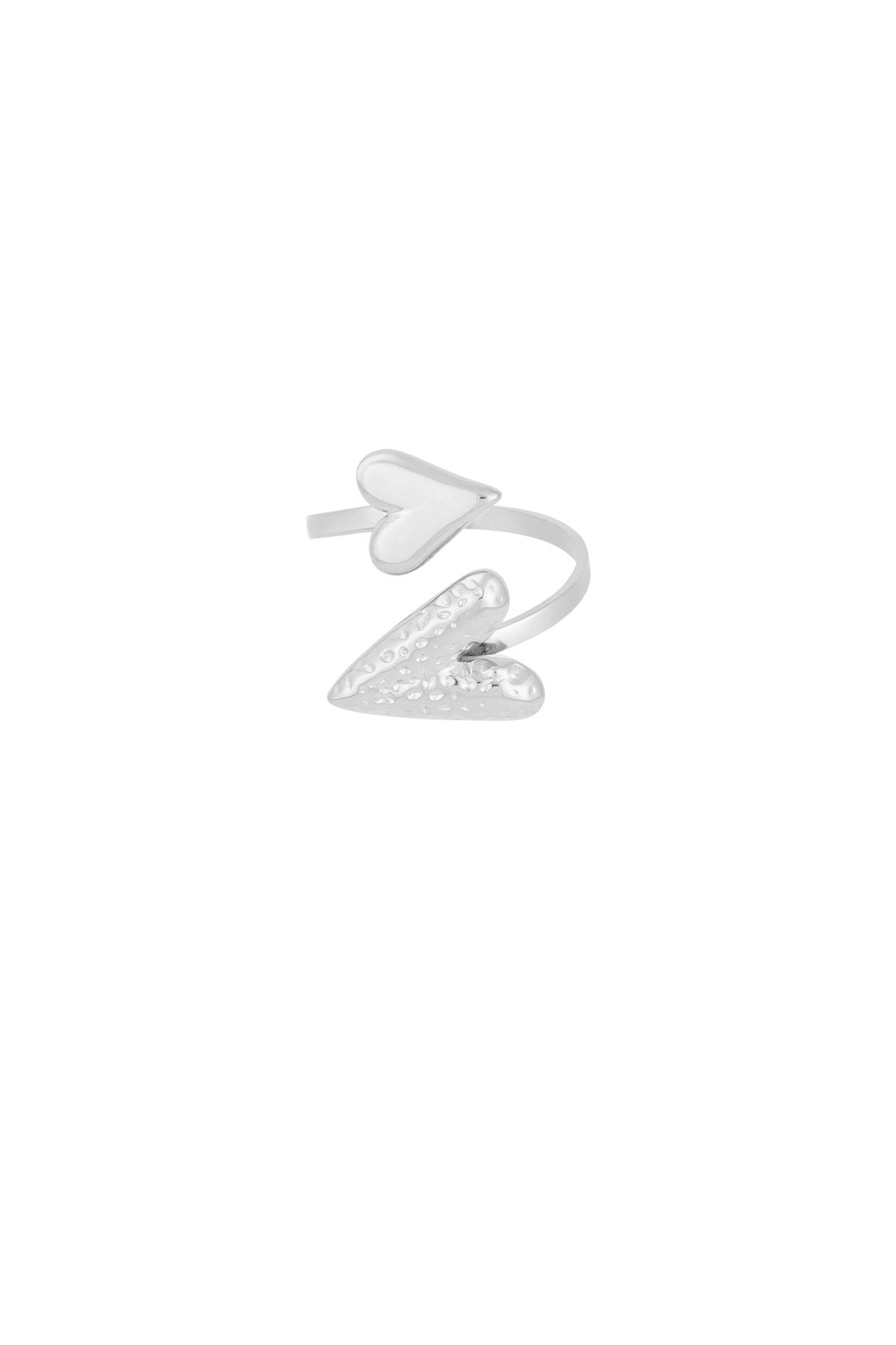 Minimalistische Zilveren Ring Double Heart | Jewellery by Marie klein en groot hart