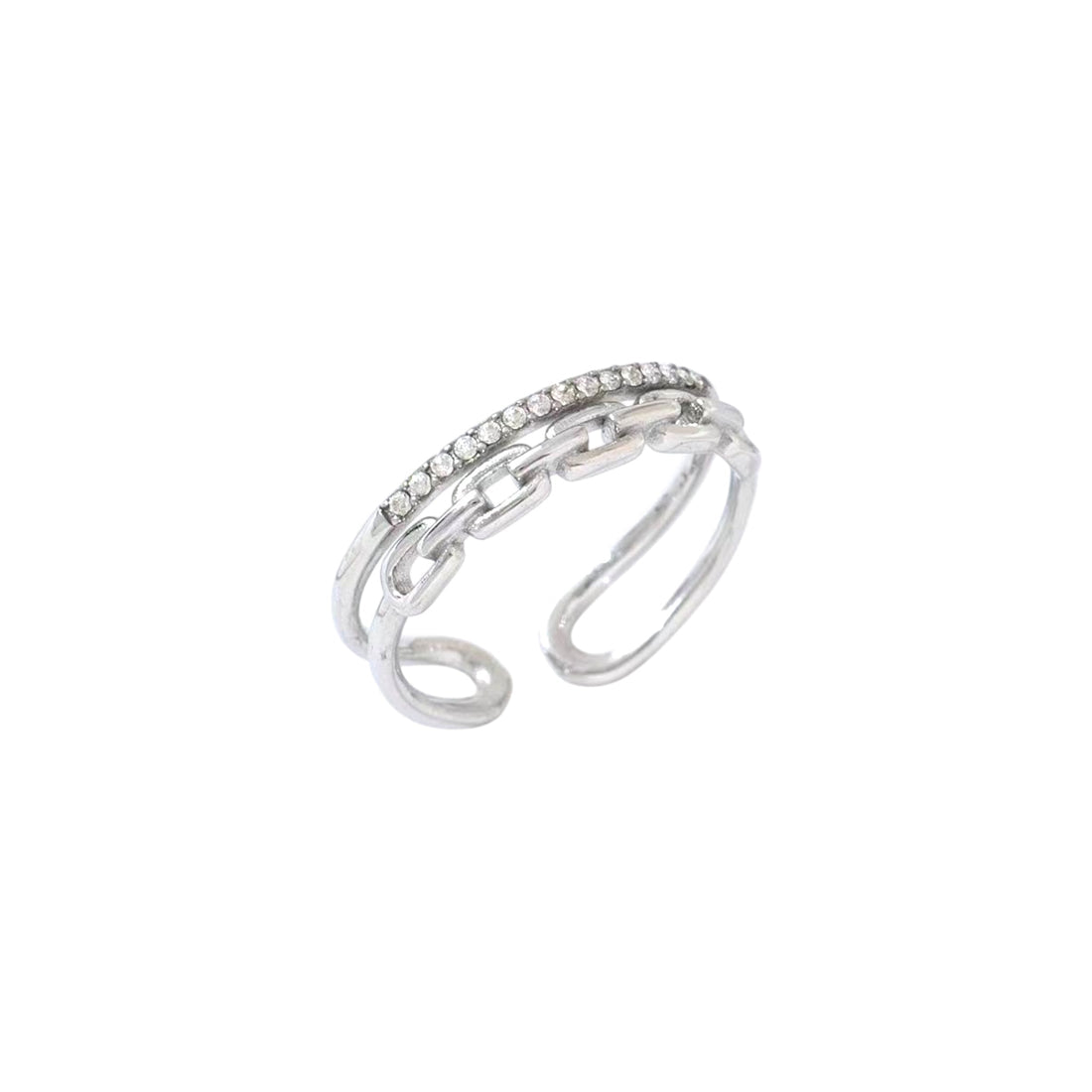 Minimalistische Zilveren Ring Dubbele Strass | Jewellery by Marie dubbele ring