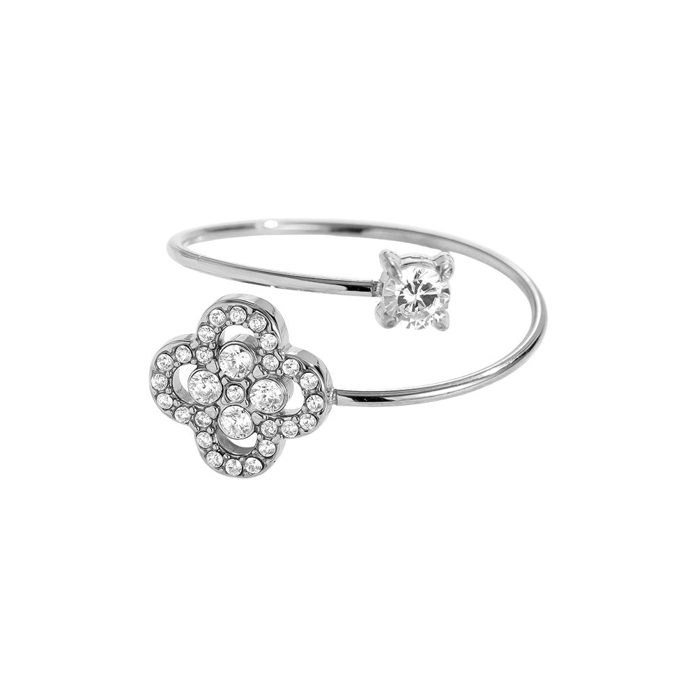 Minimalistische gouden-Zilveren ring Clover diamont| Jewellery by Marie open ring met diamant zilver