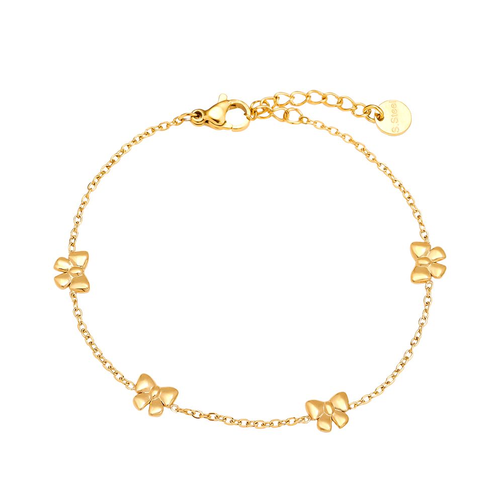 Minimalistische gouden armband Bow| Jewellery by Marie gouden armband met strikjes