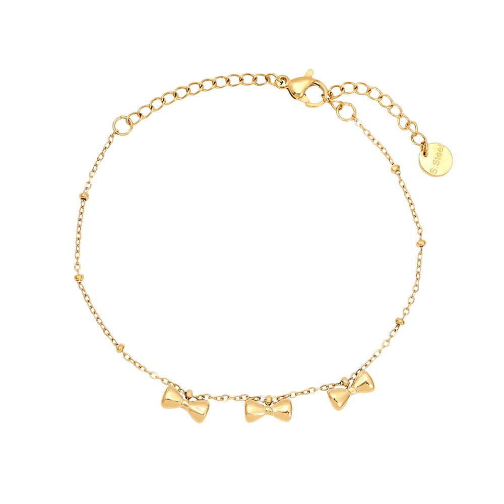 Minimalistische gouden armband shiny Bow | Jewellery by Marie gouden armband met strikjes ern strass