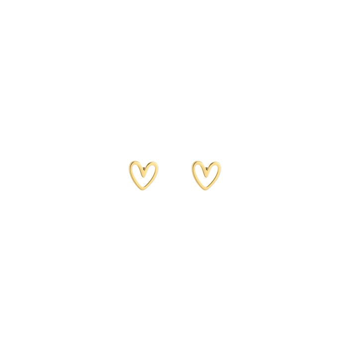 Minimalistische gouden hartjes studs| Jewellery by Marie kleine gouden studs
