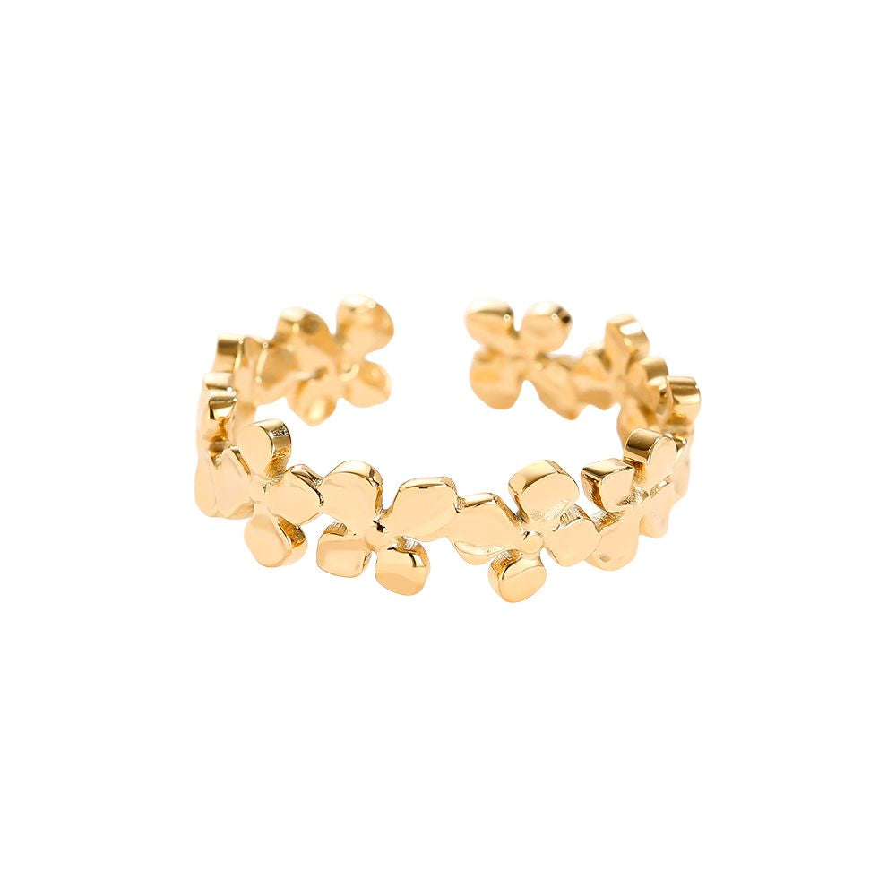 Minimalistische gouden ring Flower| Jewellery by Marie verstelbare gouden ring met bloemen