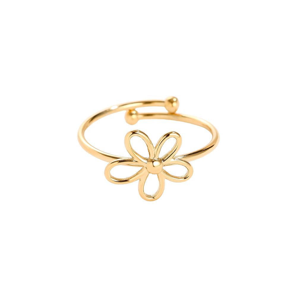 Minimalistische gouden ring Flower | Jewellery by Marie verstelbare ring met bloem