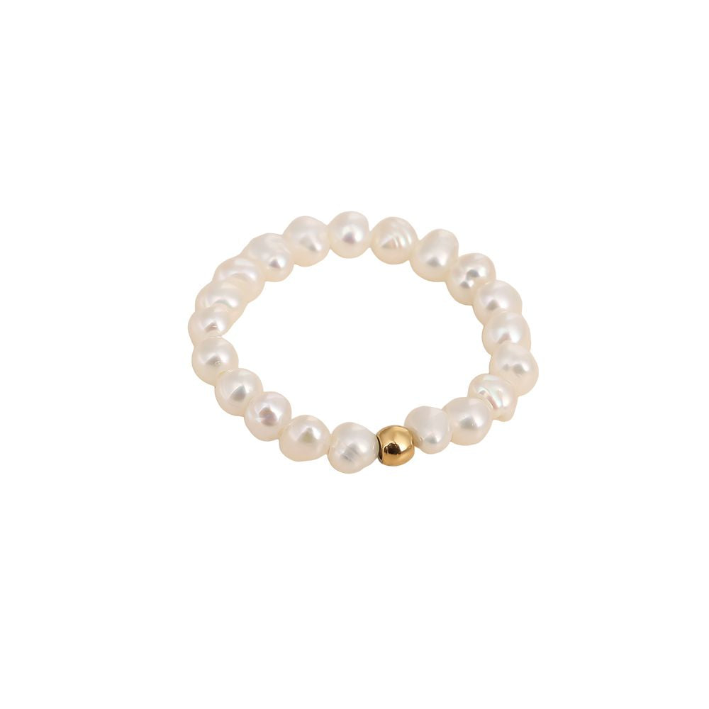 Minimalistische ring elastisch met parels | Jewellery by Marie