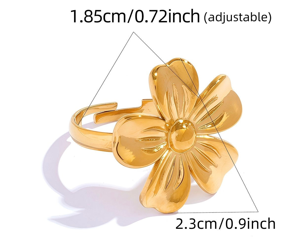 Statement Gouden ring Big Flower | Jewellery by Marie Gouden ring met bleom verstelbaar
