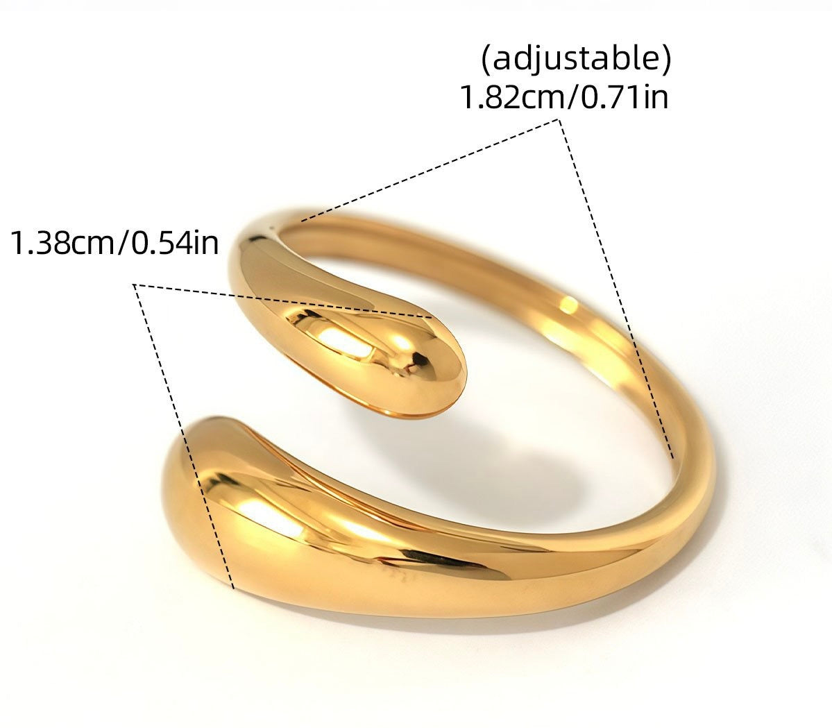 Statement gouden ring Open | Jewellery by Marie Gouden verstelbare ring open Afmetingen