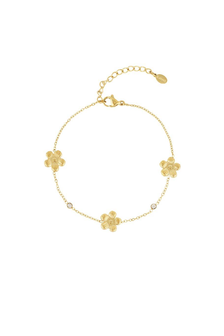 Minimalistische Gouden armband Flower strass | Jewellery by Marie