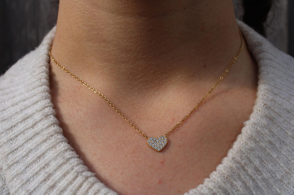 Strass hartjes ketting