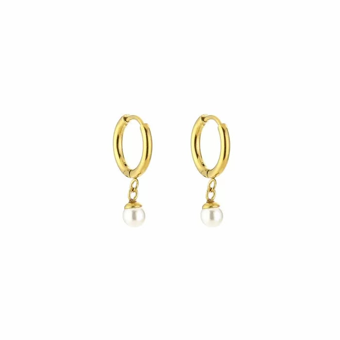 Minimalistische Gouden Oorbellen Parel Hangers | Jewellery by Marie